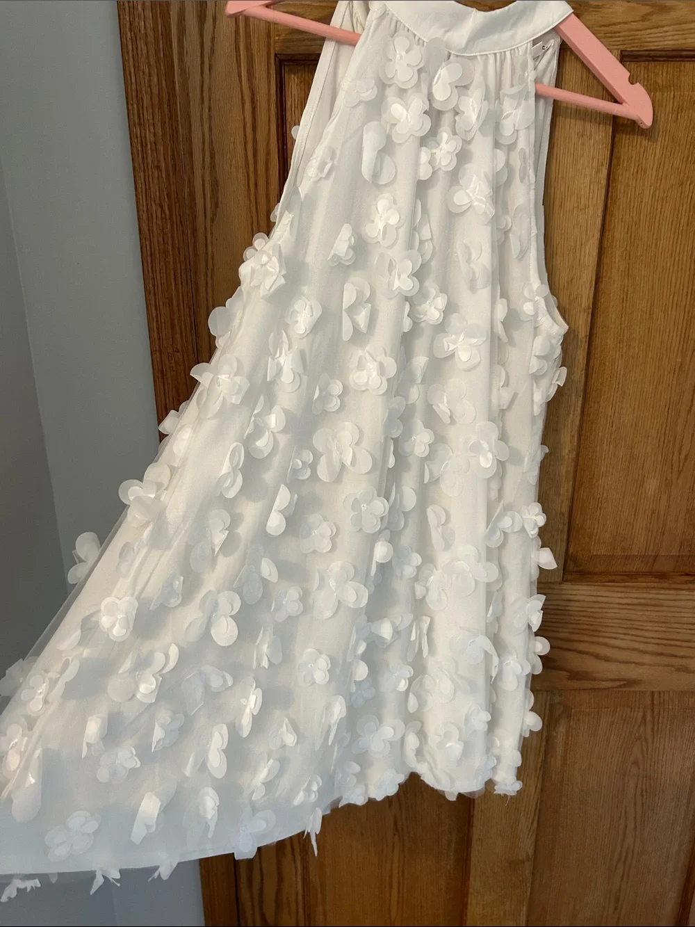 TCEC White Floral Appliqué Halter Dress for Girls - Picture 3 of 5
